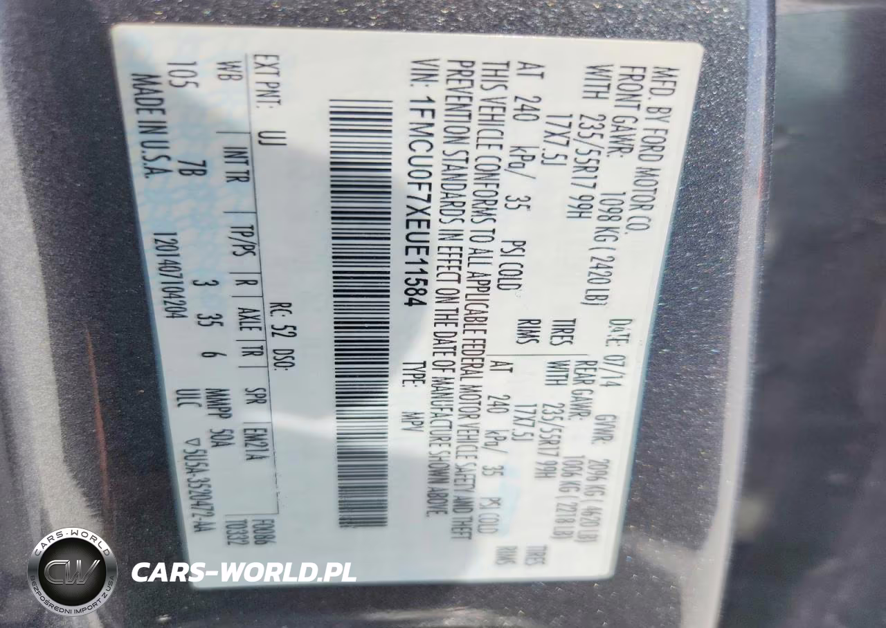2014 Ford Escape S VIN:1FMCU0F7XEUE11584 - 14