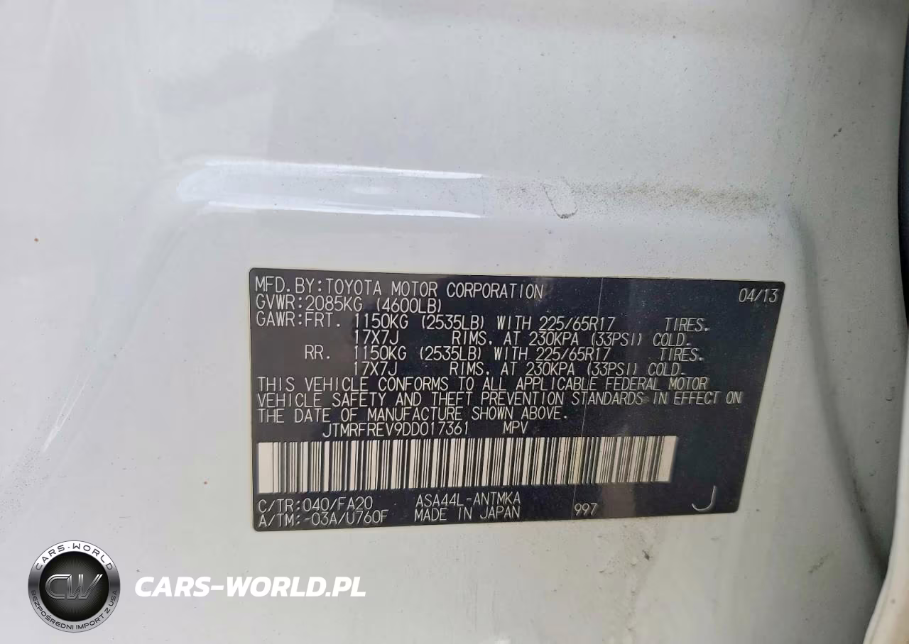 2013 Toyota Rav4 Xle VIN:JTMRFREV9DD017361 - 13