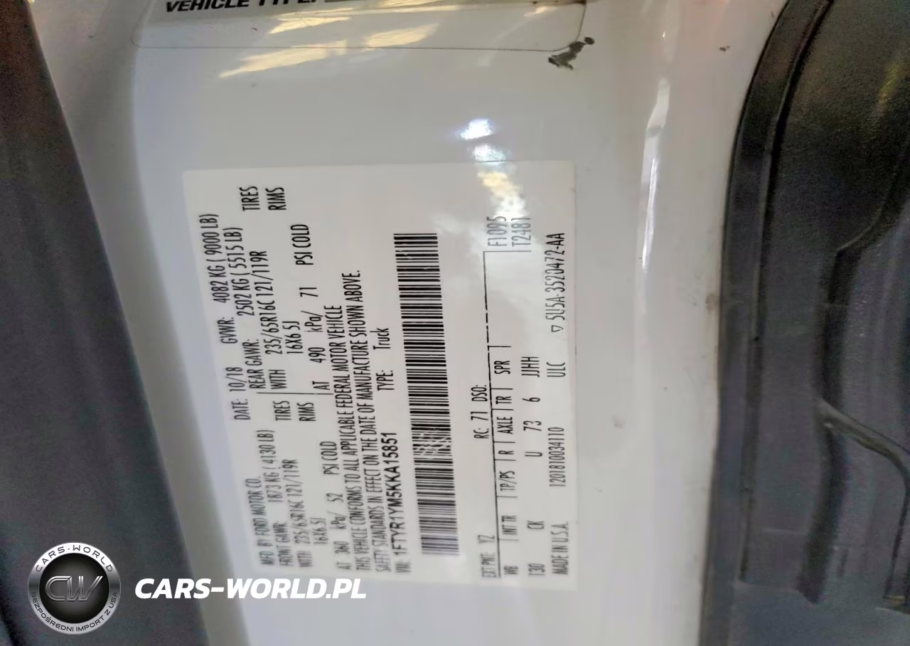 2019 Ford Transit T-250 VIN:1FTYR1YM5KKA15851 - 12