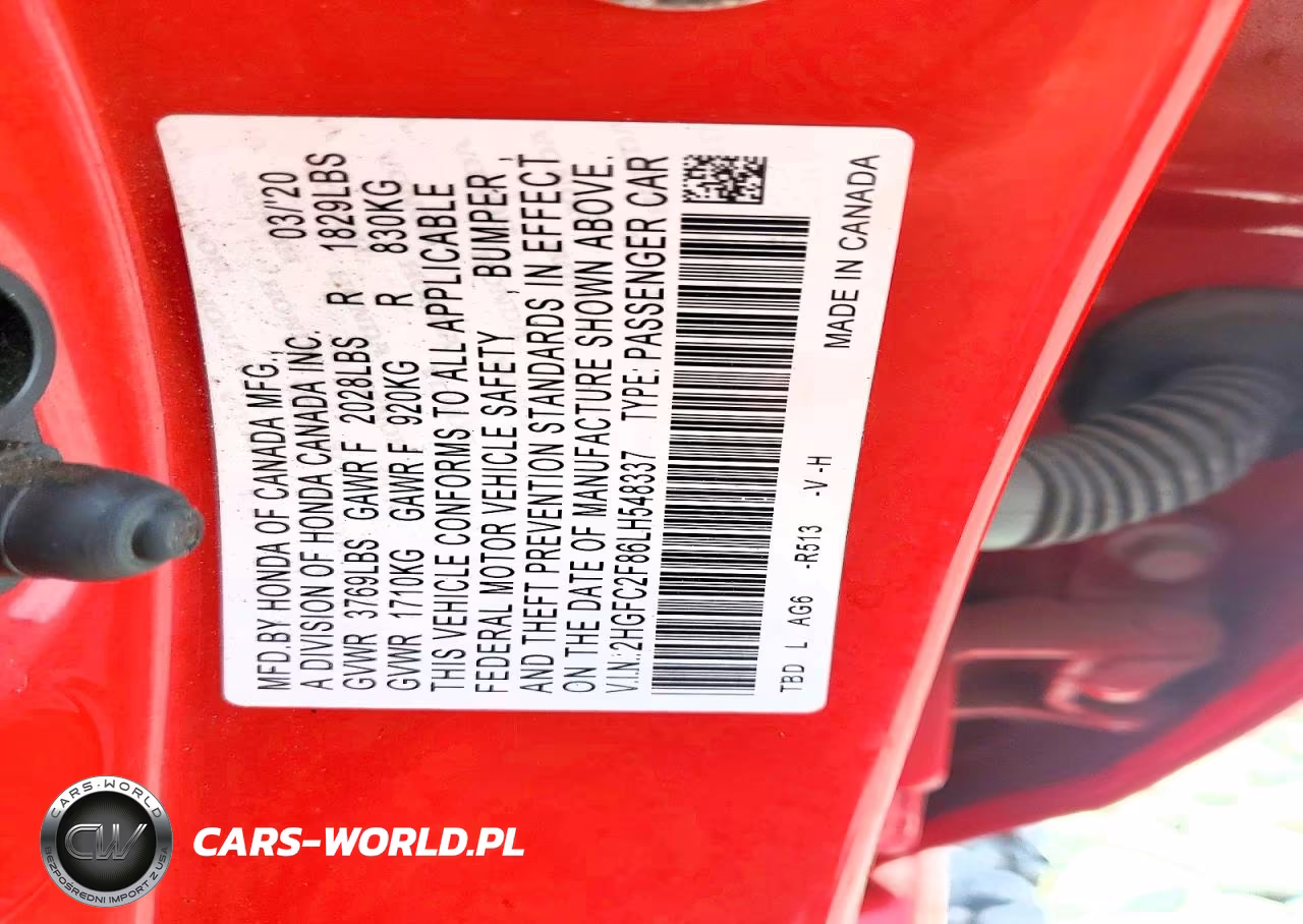 2020 Honda Civic Sport VIN:2HGFC2F86LH548337 - 12