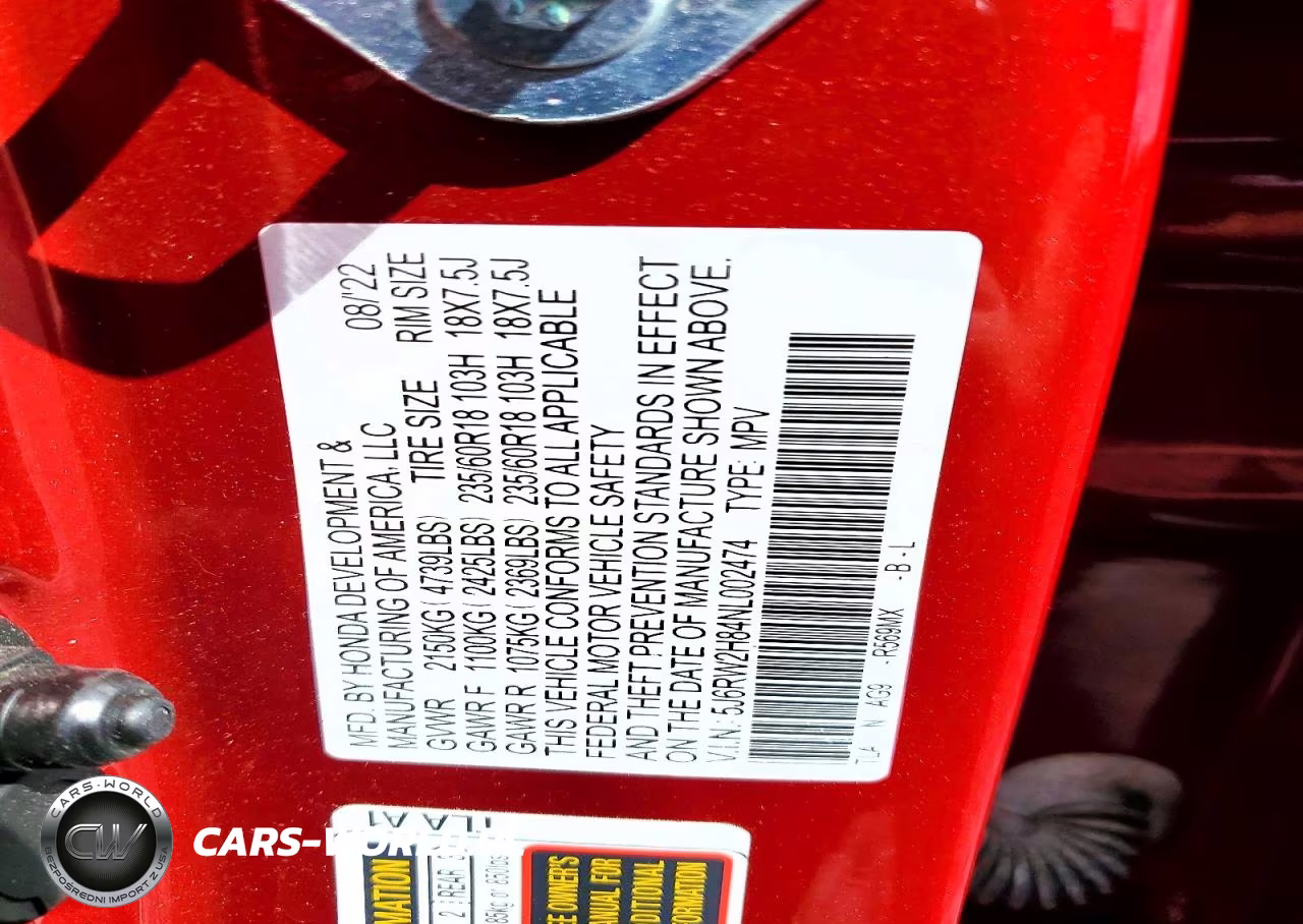 2022 Honda Cr-V Exl VIN:5J6RW2H84NL002474 - 13