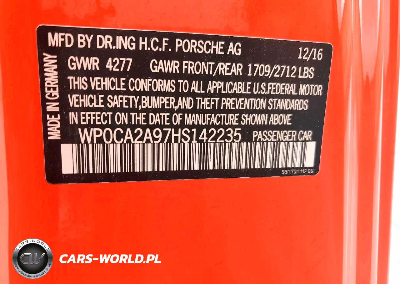 2017 Porsche 911 Carrera VIN:WP0CA2A97HS142235 - 13