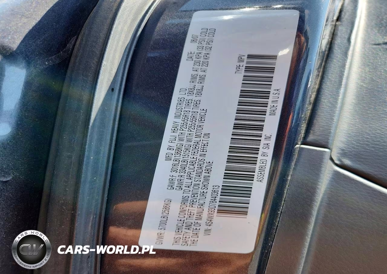 2008 Subaru Tribeca Limited VIN:4S4WX93D784403613 - 13