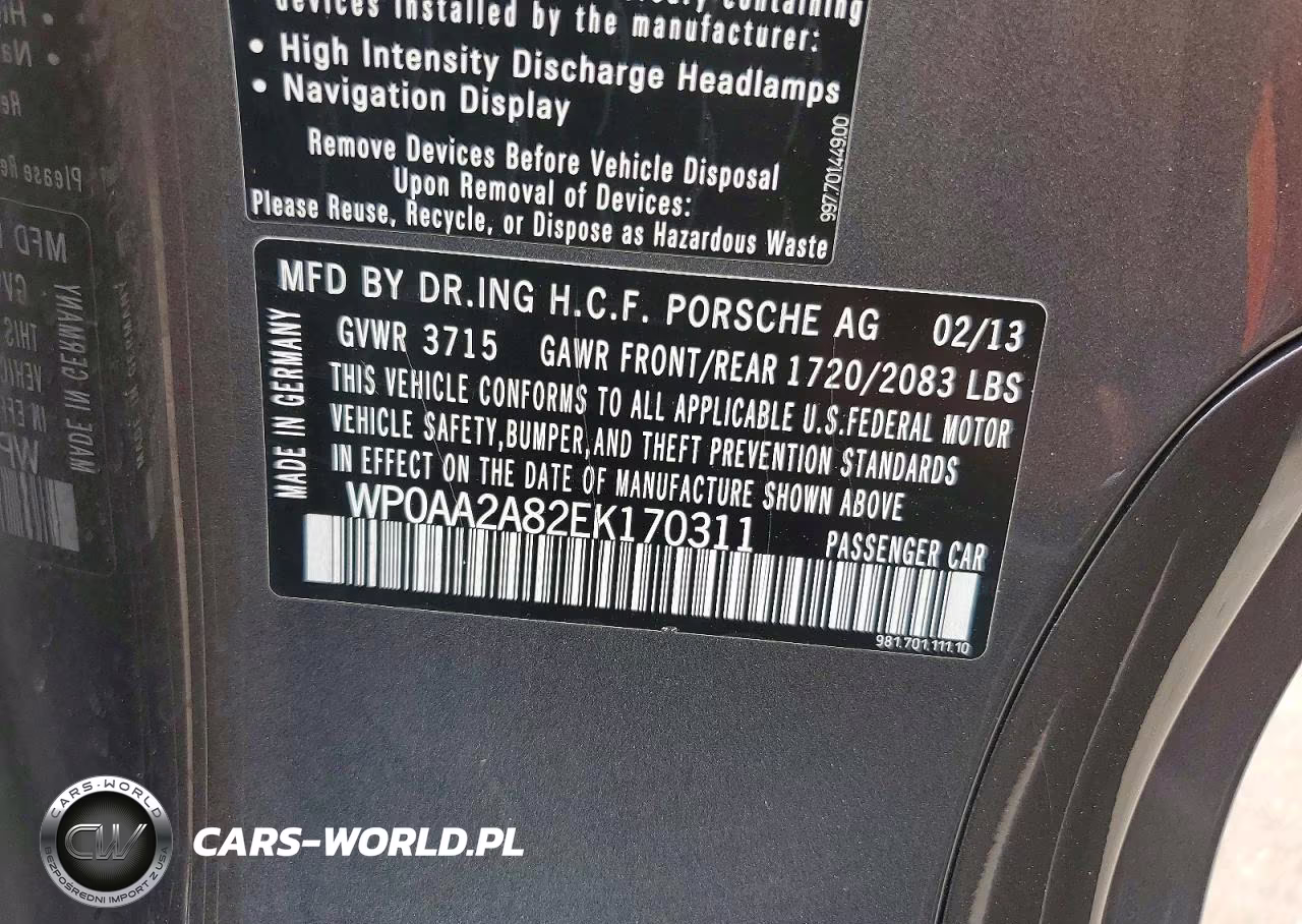 2014 Porsche Cayman VIN:WP0AA2A82EK170311 - 12