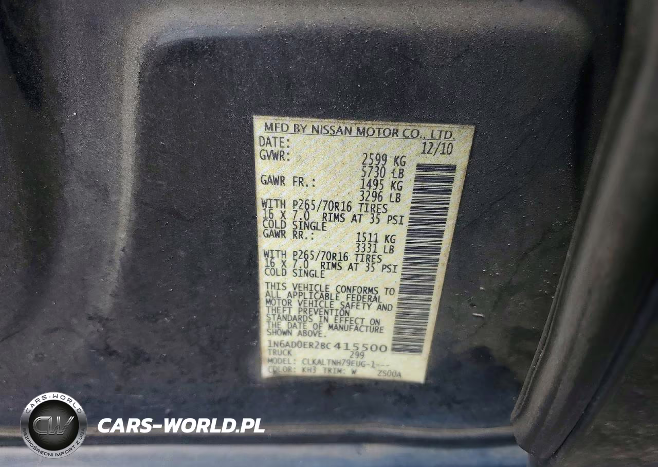 2011 Nissan Frontier S VIN:1N6AD0ER2BC415500 - 12