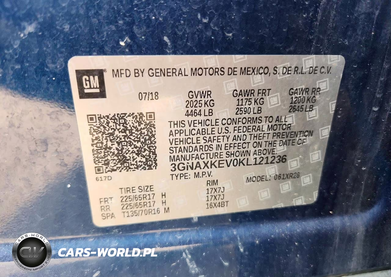 2019 Chevrolet Equinox Lt VIN:3GNAXKEV0KL121236 - 13