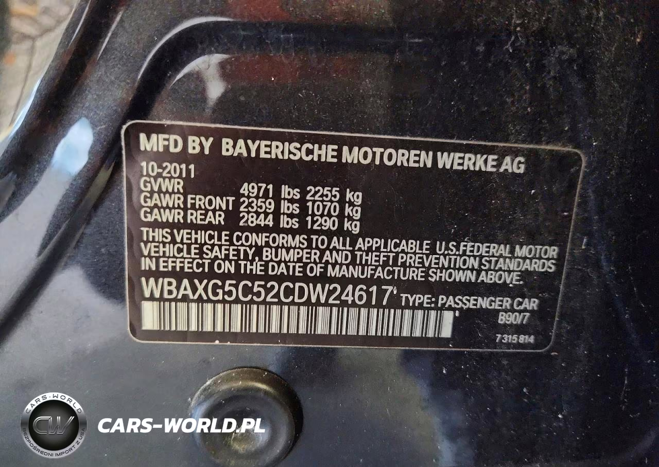 2012 BMW 528 I VIN:WBAXG5C52CDW24617 - 12