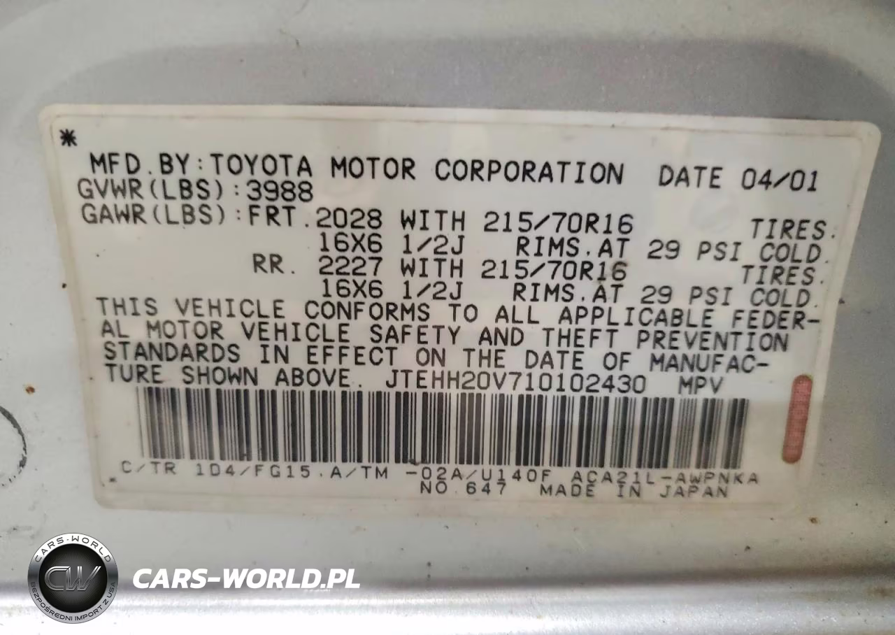 2001 Toyota Rav4 Base VIN:JTEHH20V710102430 - 13