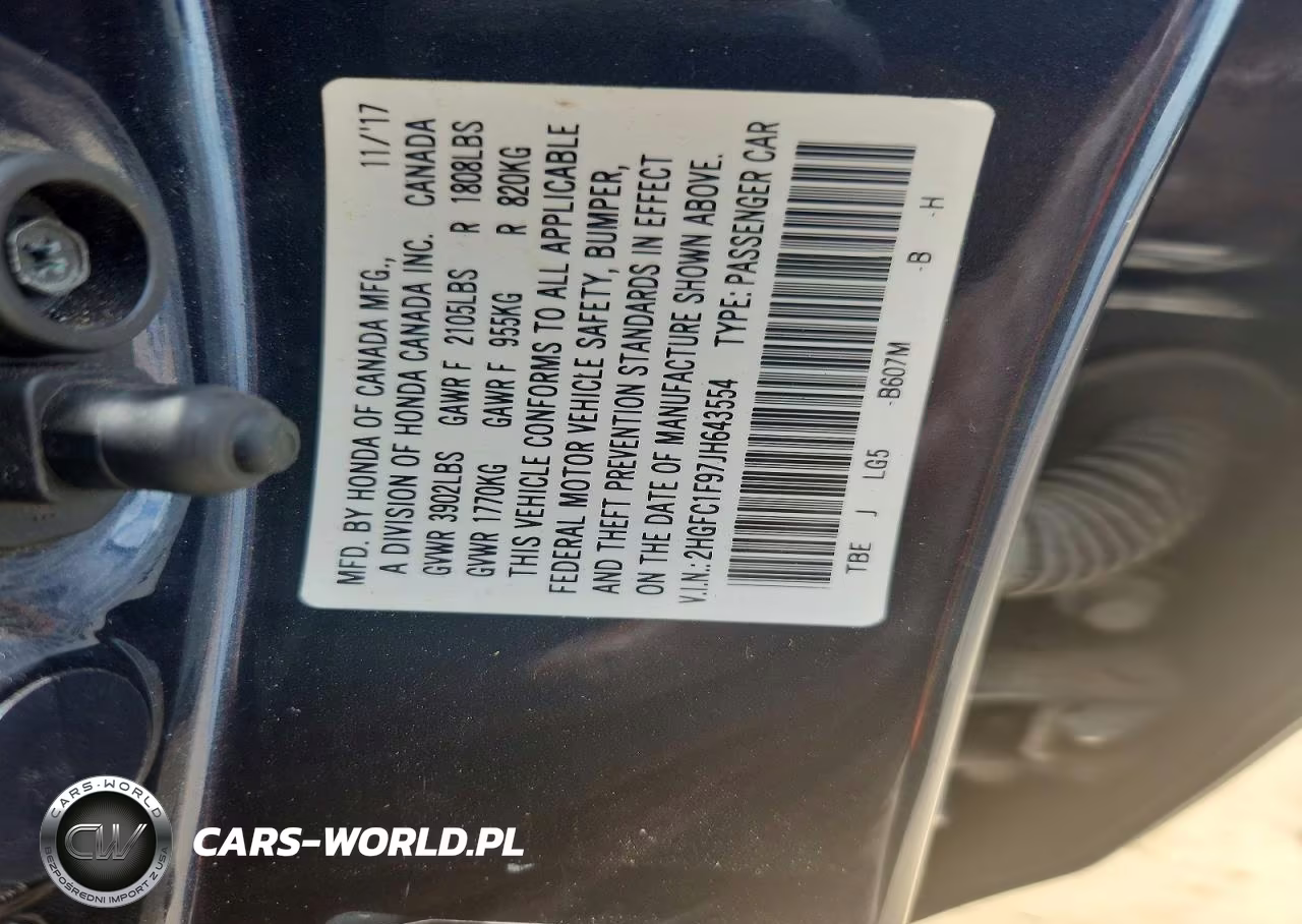 2018 Honda Civic Touring VIN:2HGFC1F97JH643554 - 12