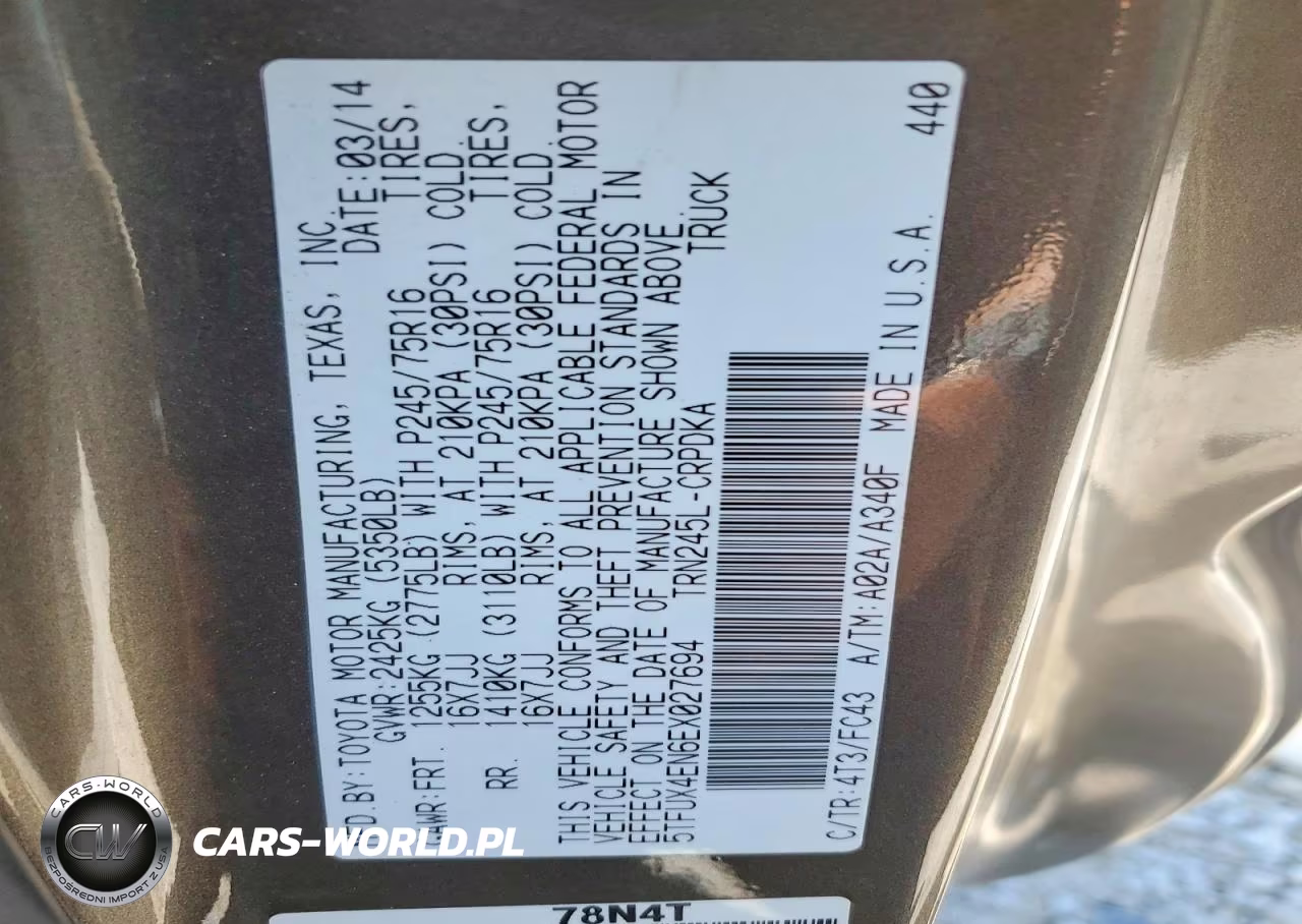 2014 Toyota Tacoma Base VIN:5TFUX4EN6EX027694 - 12