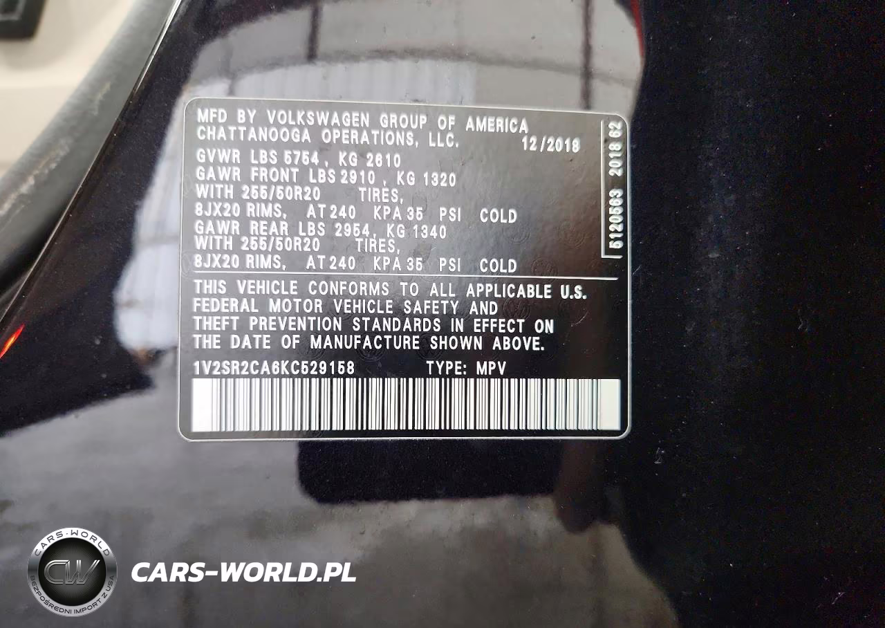 2019 Volkswagen Atlas Sel VIN:1V2SR2CA6KC529158 - 13