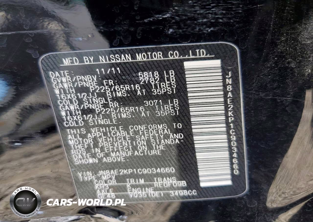 2012 Nissan Quest 3.5 S VIN:JN8AE2KP1C9034660 - 13