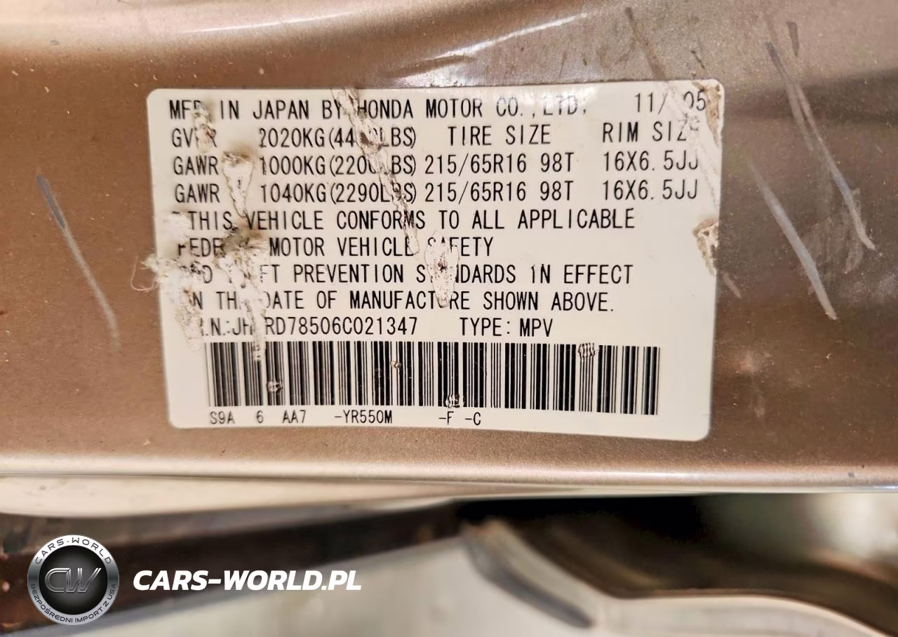 2006 Honda Cr-V Lx VIN:JHLRD78506C021347 - 14