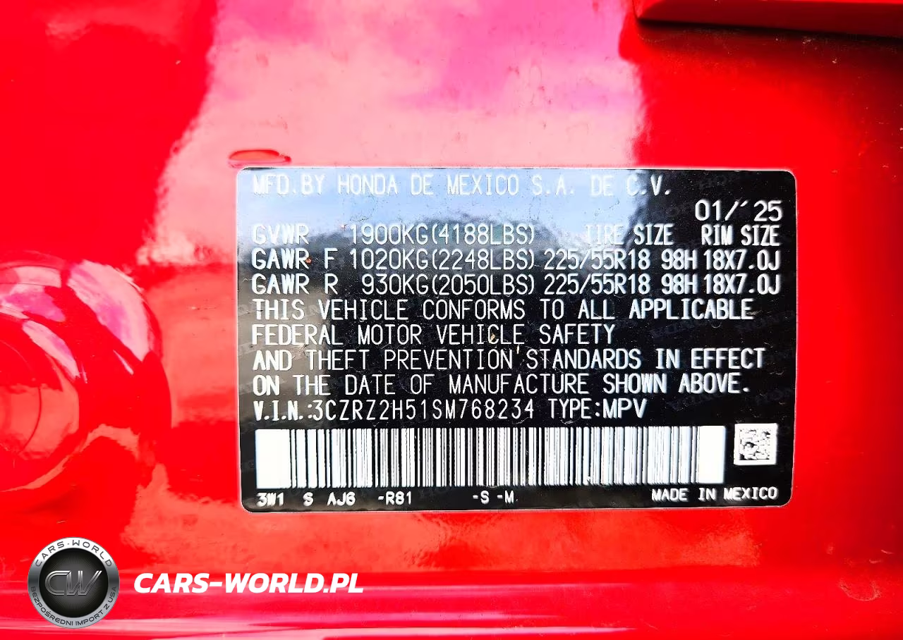 2025 Honda Hr-V Sport VIN:3CZRZ2H51SM768234 - 13