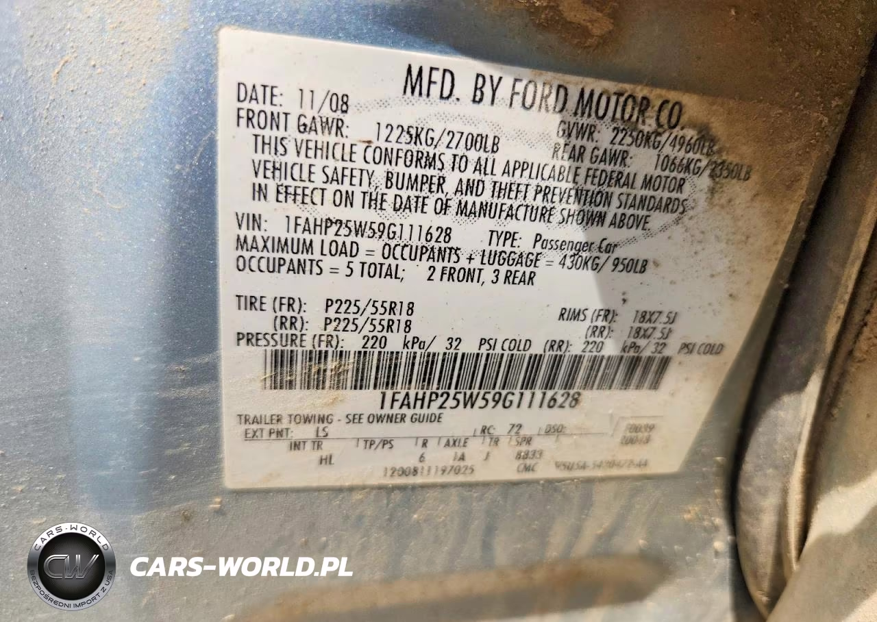 2009 Ford Taurus Limited VIN:1FAHP25W59G111628 - 12