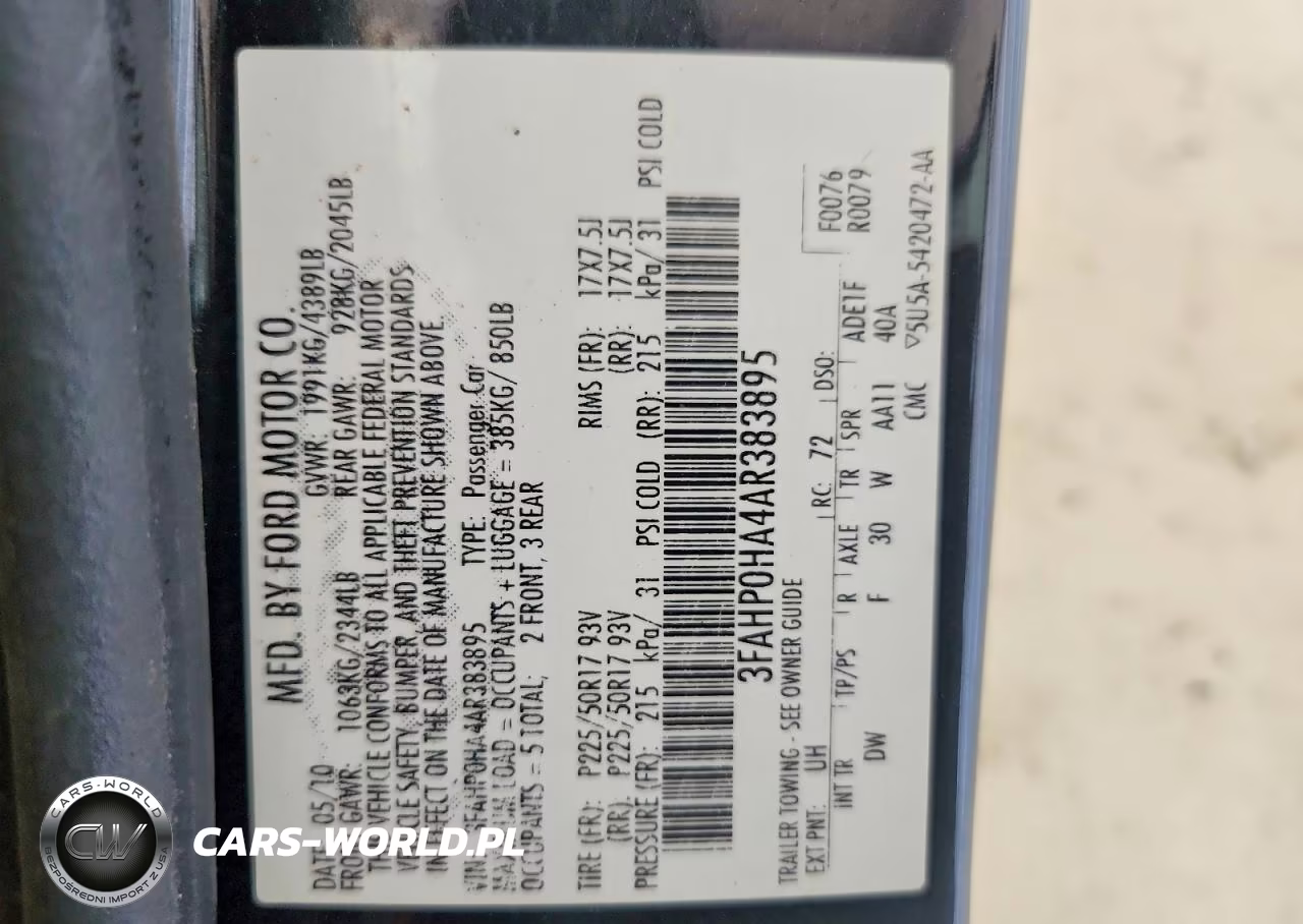 2010 Ford Fusion Se VIN:3FAHP0HA4AR383895 - 12