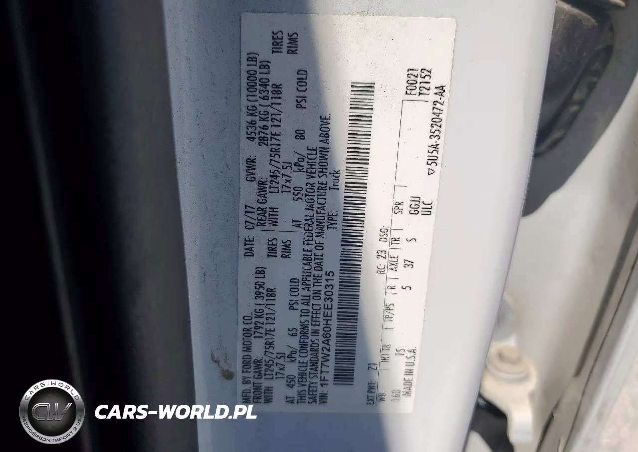 2017 Ford F250 Super Duty VIN:1FT7W2A60HEE30315 - 12