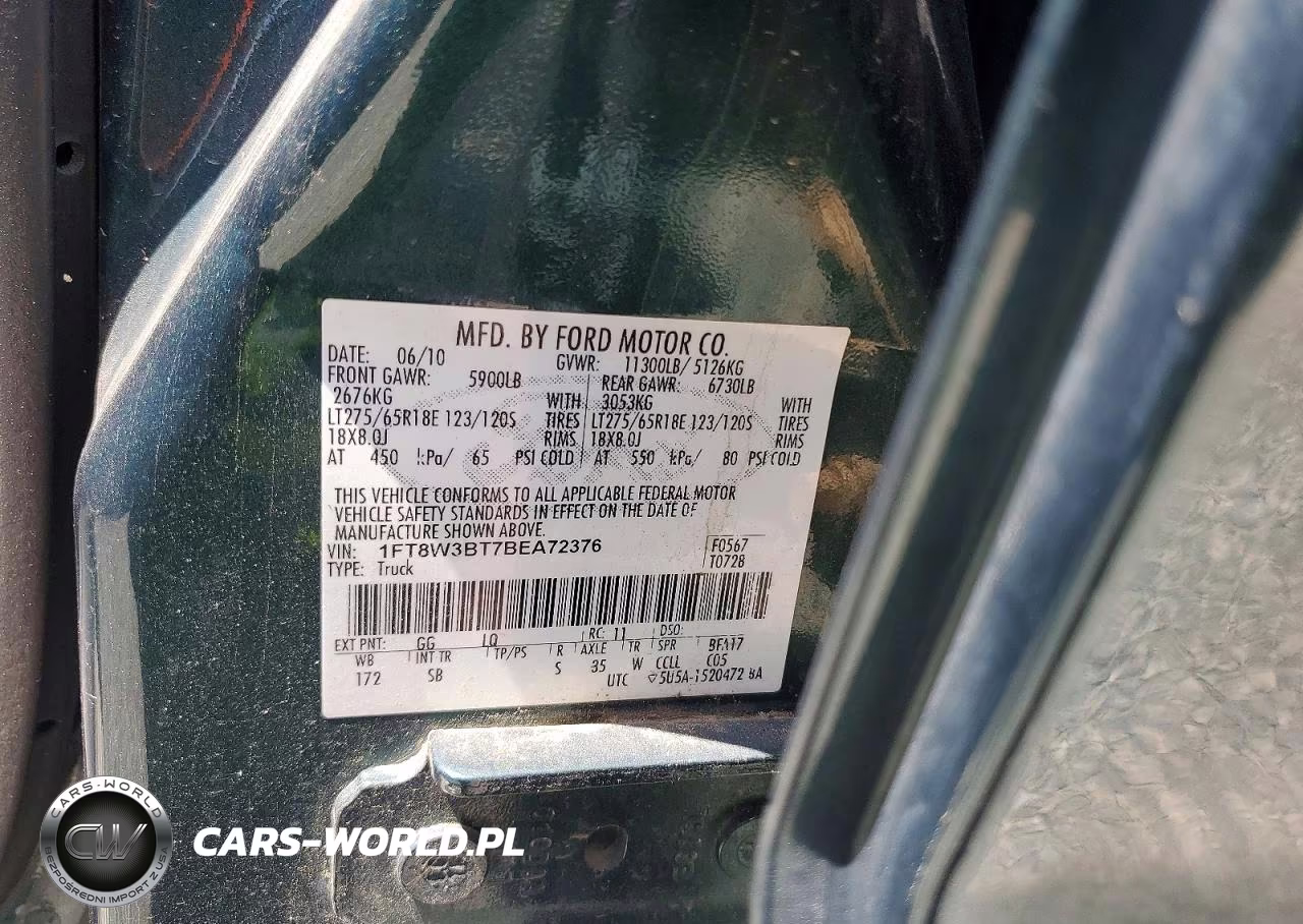 2011 Ford F350 Super Duty VIN:1FT8W3BT7BEA72376 - 12