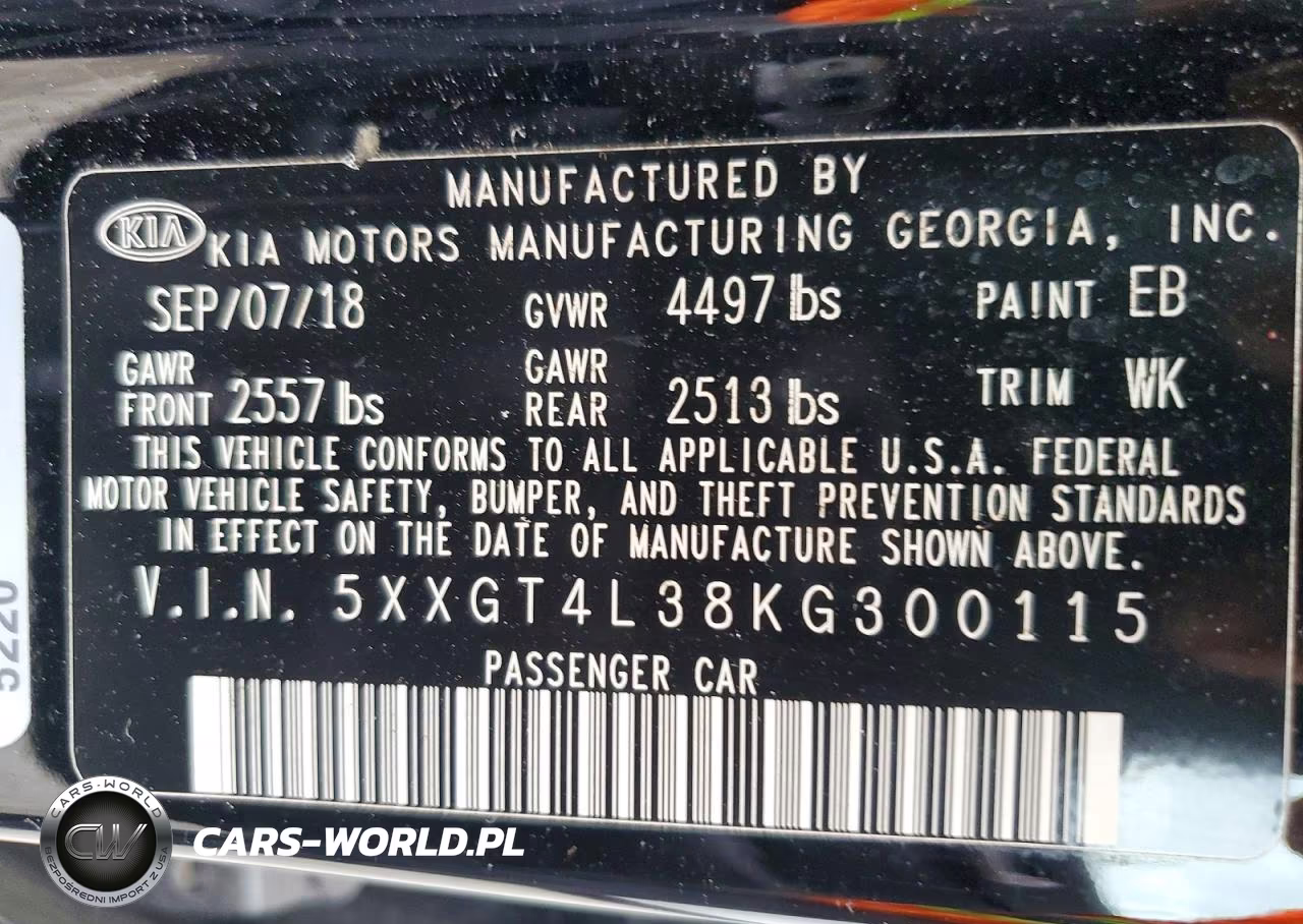 2019 Kia Optima Lx VIN:5XXGT4L38KG300115 - 13
