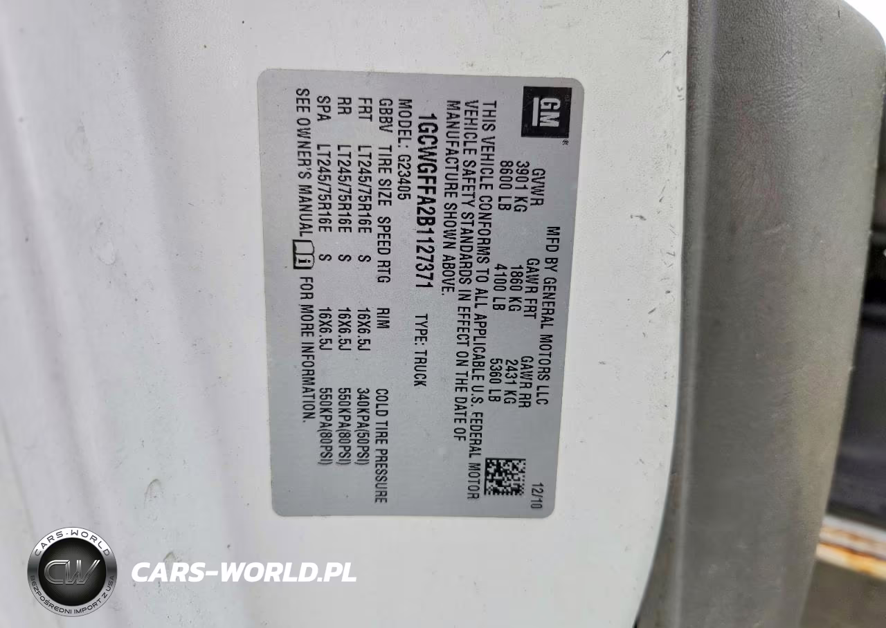 2011 Chevrolet Express 2500 Work Van VIN:1GCWGFFA2B1127371 - 13