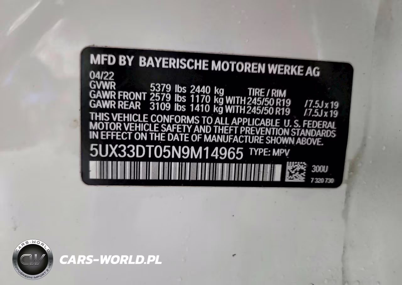 2022 BMW X4 xDrive30I VIN:5UX33DT05N9M14965 - 13