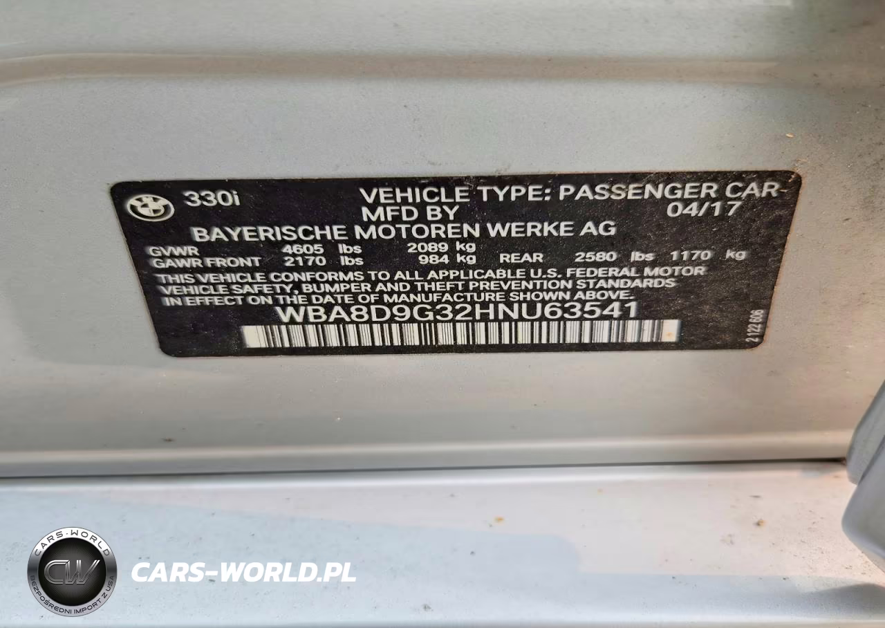 2017 BMW 330 Xi VIN:WBA8D9G32HNU63541 - 12