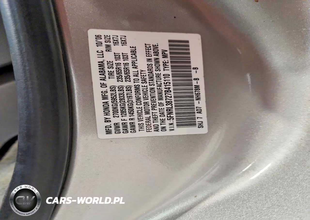 2007 Honda Odyssey Exl VIN:5FNRL38727B415110 - 14