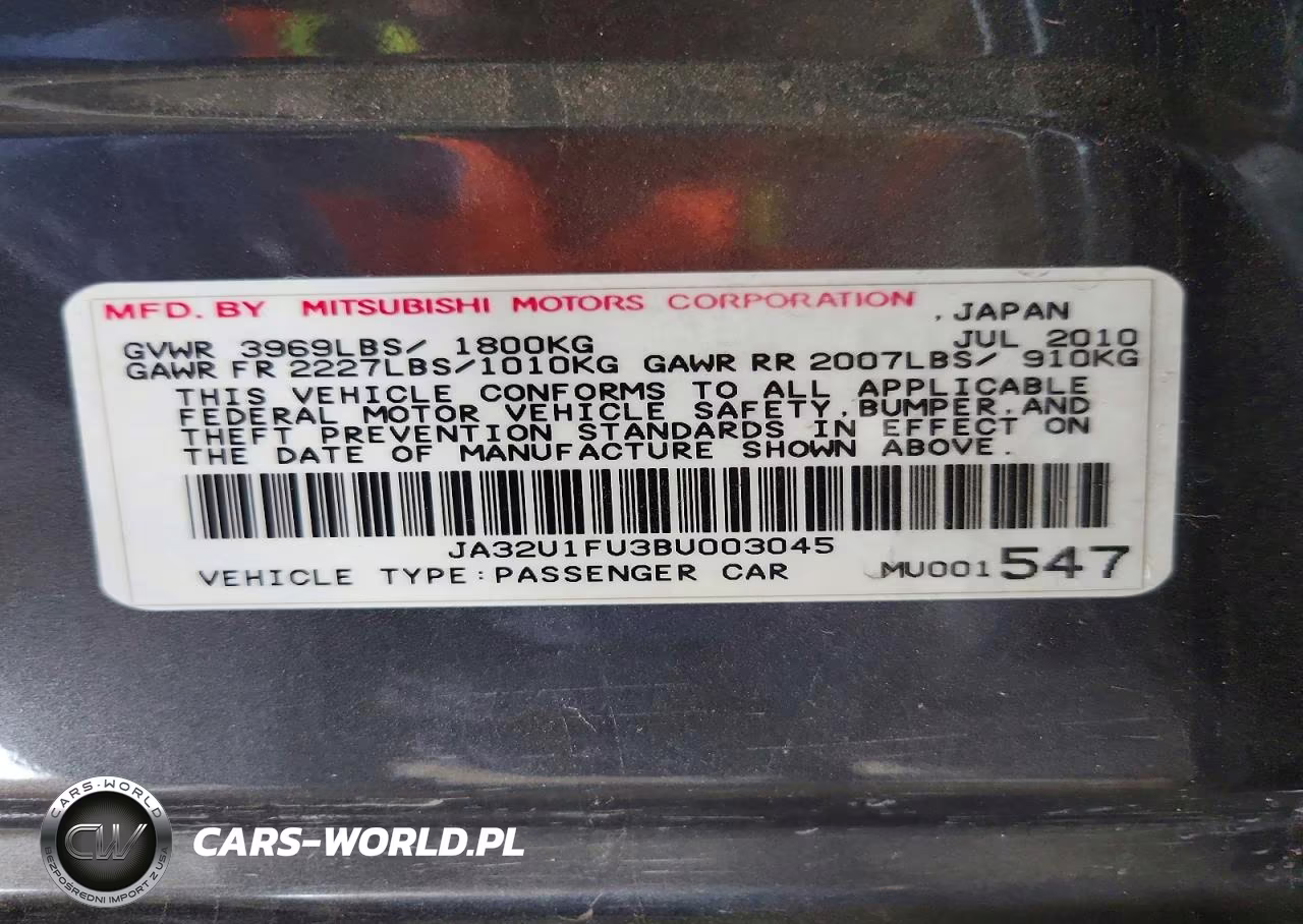 2011 Mitsubishi Lancer De VIN:JA32U1FU3BU003045 - 12