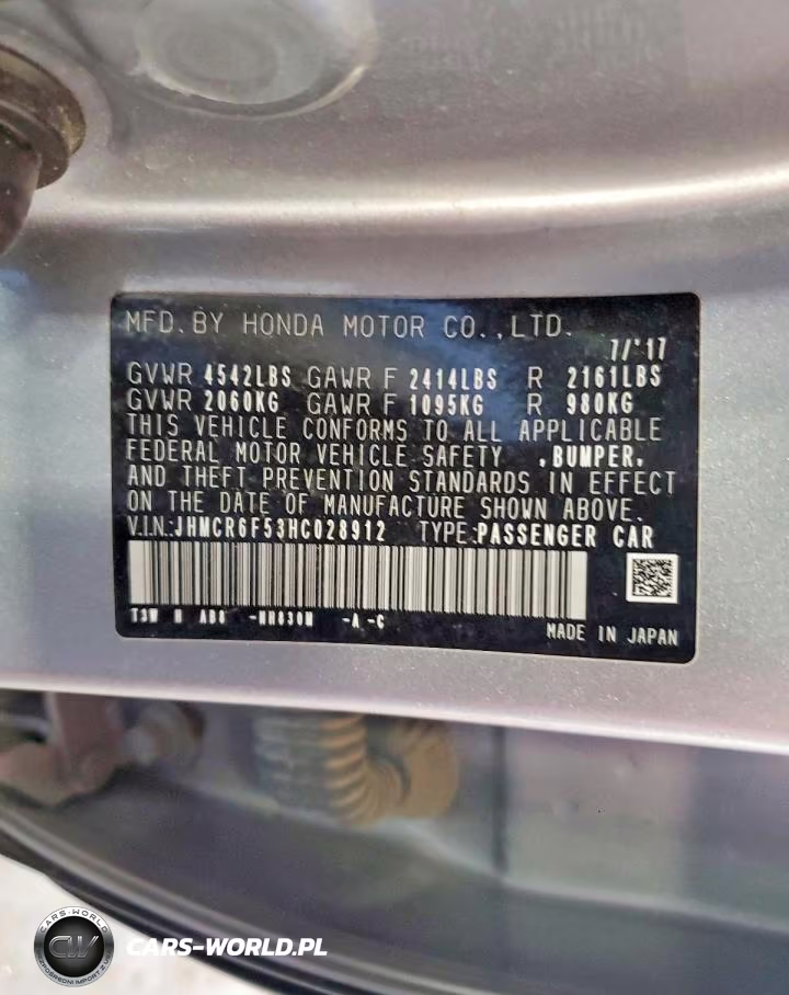 2017 Honda Accord Hybrid Exl VIN:JHMCR6F53HC028912 - 12