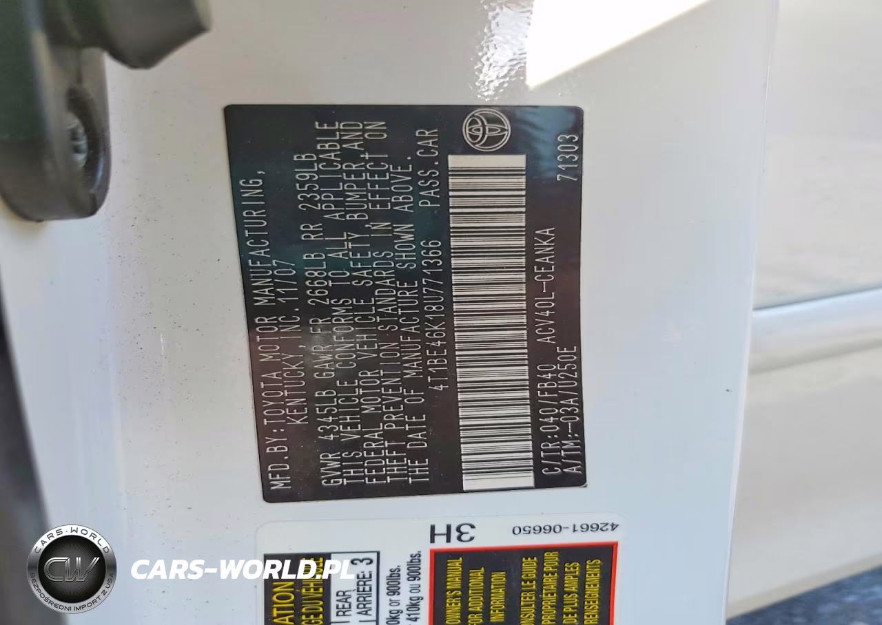 2008 Toyota Camry Le VIN:4T1BE46K18U771366 - 12