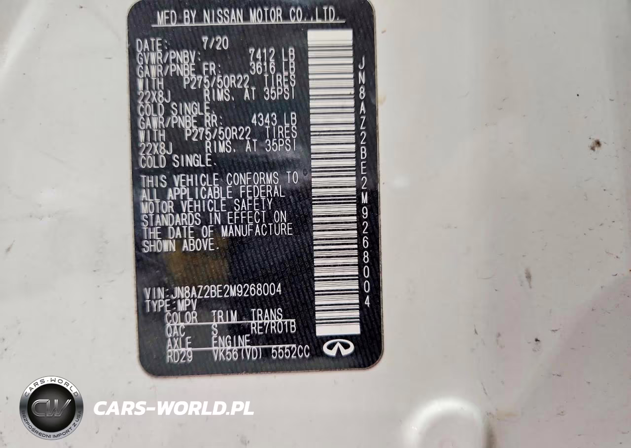 2021 Infiniti Qx80 Sensory VIN:JN8AZ2BE2M9268004 - 14