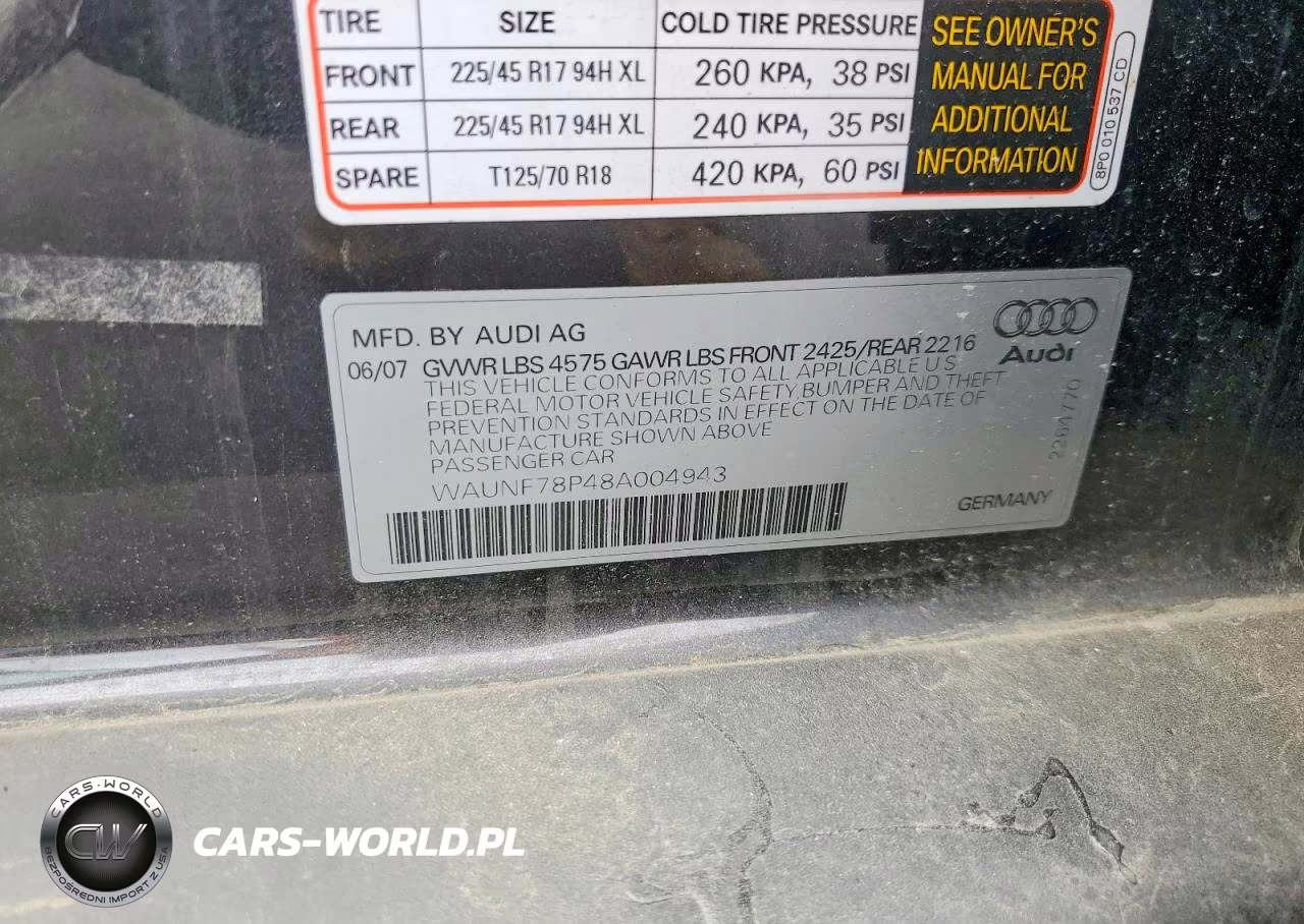 2008 Audi A3 2.0 Premium VIN:WAUNF78P48A004943 - 12
