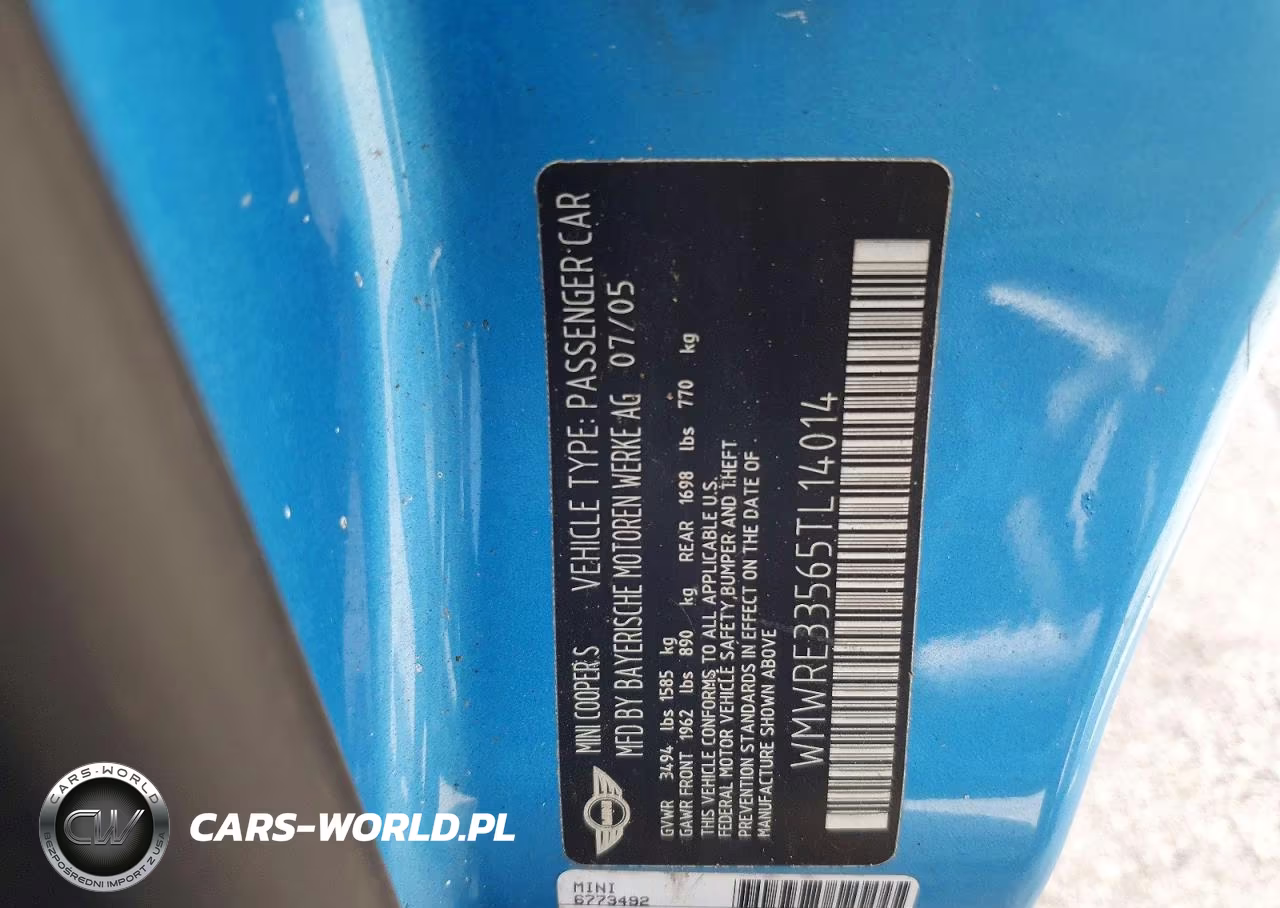 2005 Mini Cooper S VIN:WMWRE33565TL14014 - 12