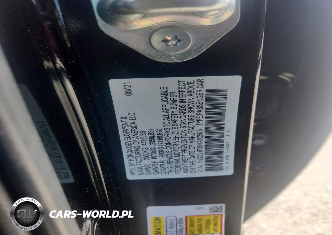 2021 Honda Accord Sport VIN:1HGCV1F36MA102975 - 12
