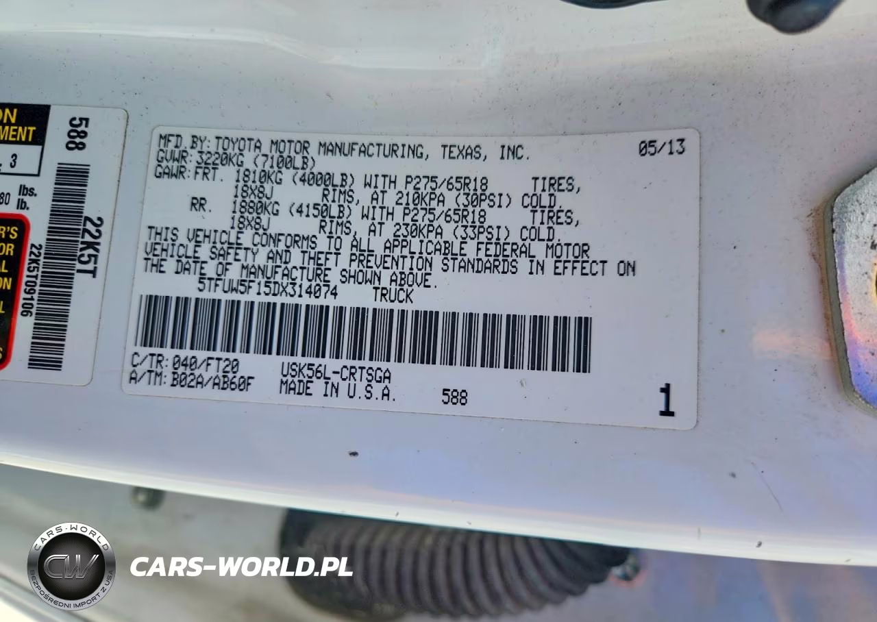 2013 Toyota Tundra Double Cab Sr5 VIN:5TFUW5F15DX314074 - 12