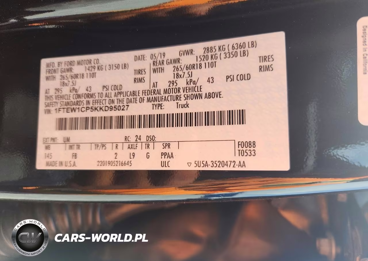2019 Ford F150 Supercrew VIN:1FTEW1CP5KKD95027 - 12