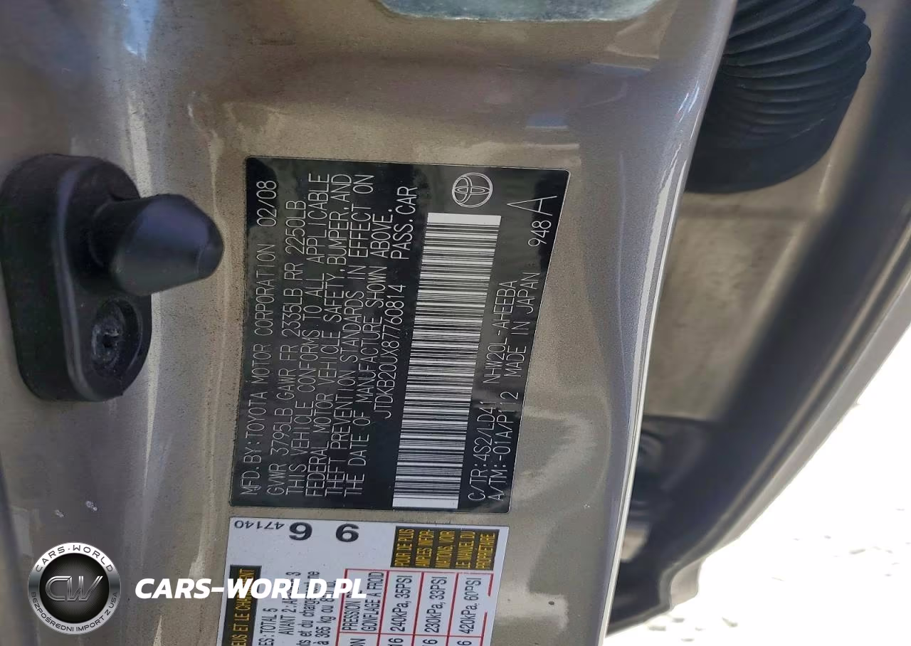 2008 Toyota Prius Touring VIN:JTDKB20UX87760814 - 13