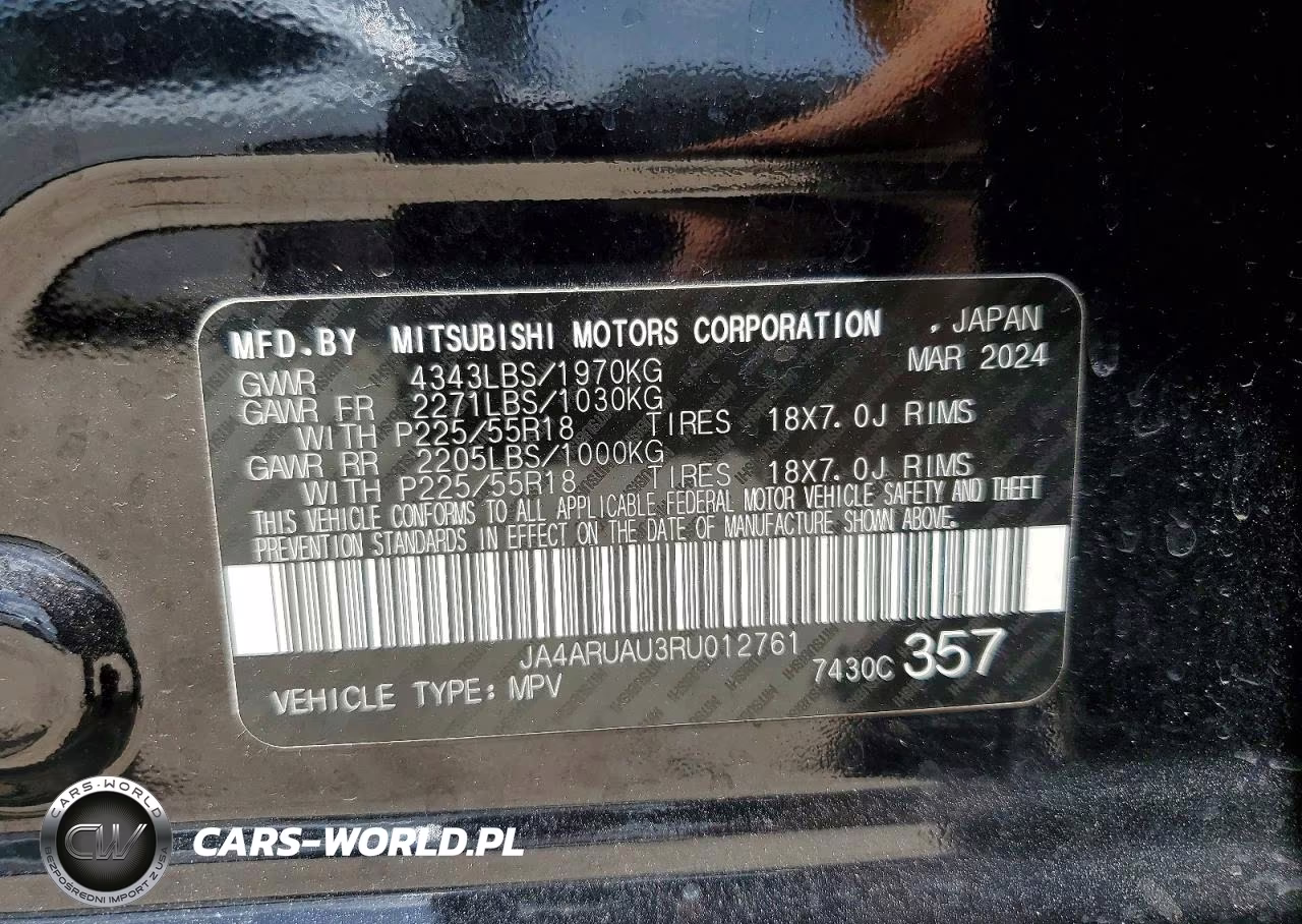 2024 Mitsubishi Outlander Sport S VIN:JA4ARUAU3RU012761 - 13