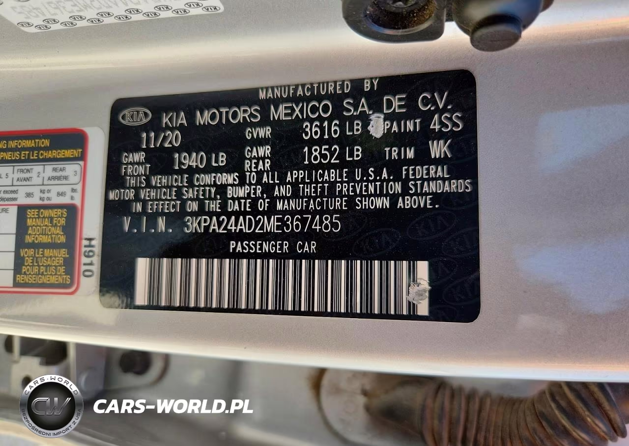 2021 Kia Rio S VIN:3KPA24AD2ME367485 - 12