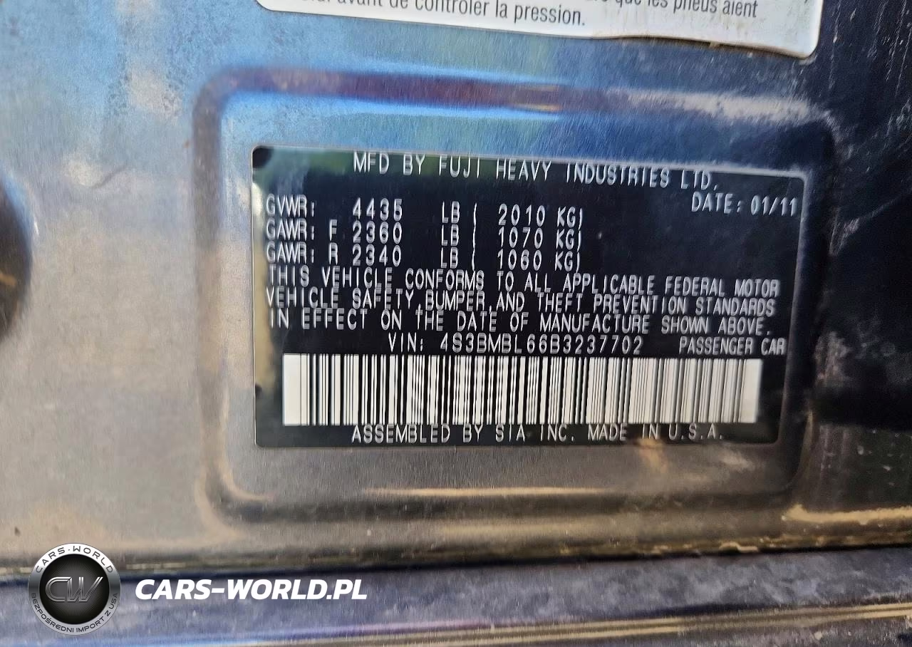 2011 Subaru Legacy 2.5I Limited VIN:4S3BMBL66B3237702 - 13