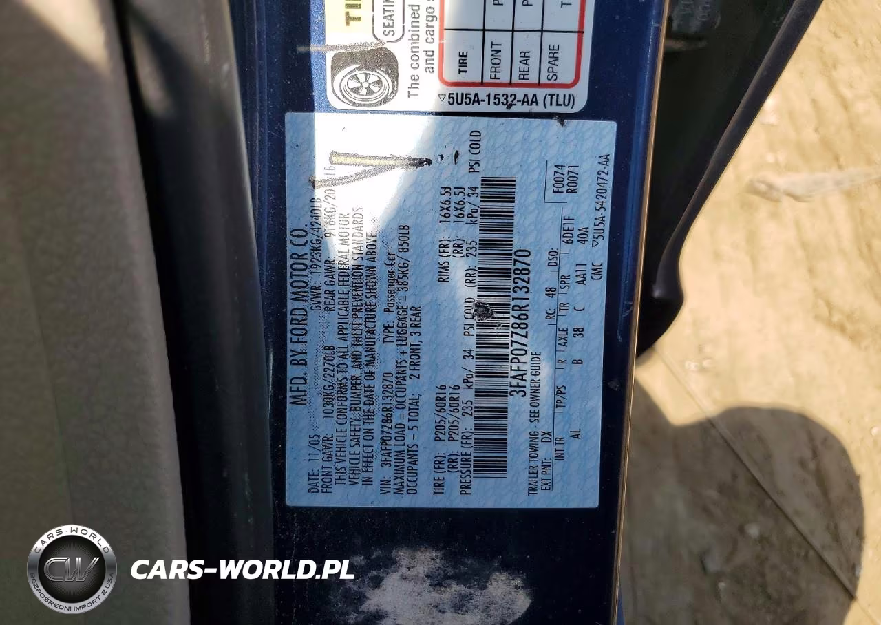 2006 Ford Fusion Se VIN:3FAFP07Z86R132870 - 12