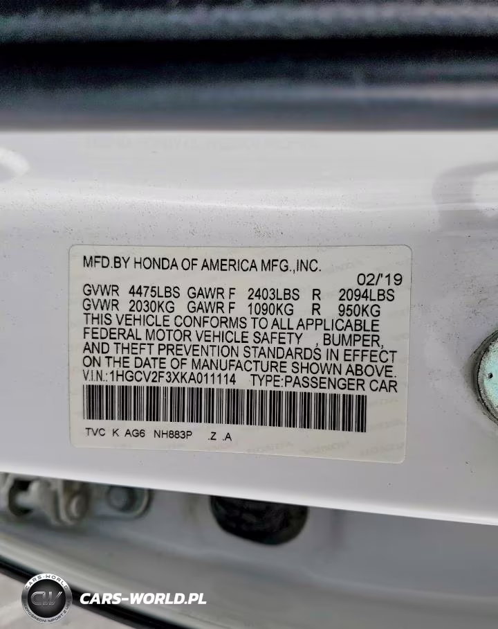2019 Honda Accord Sport VIN:1HGCV2F3XKA011114 - 13