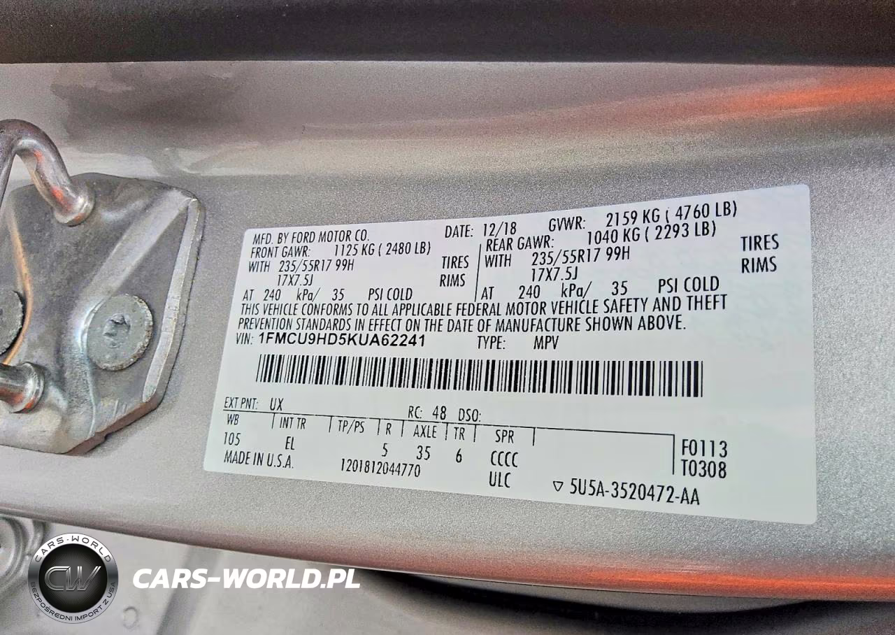 2019 Ford Escape Sel VIN:1FMCU9HD5KUA62241 - 13