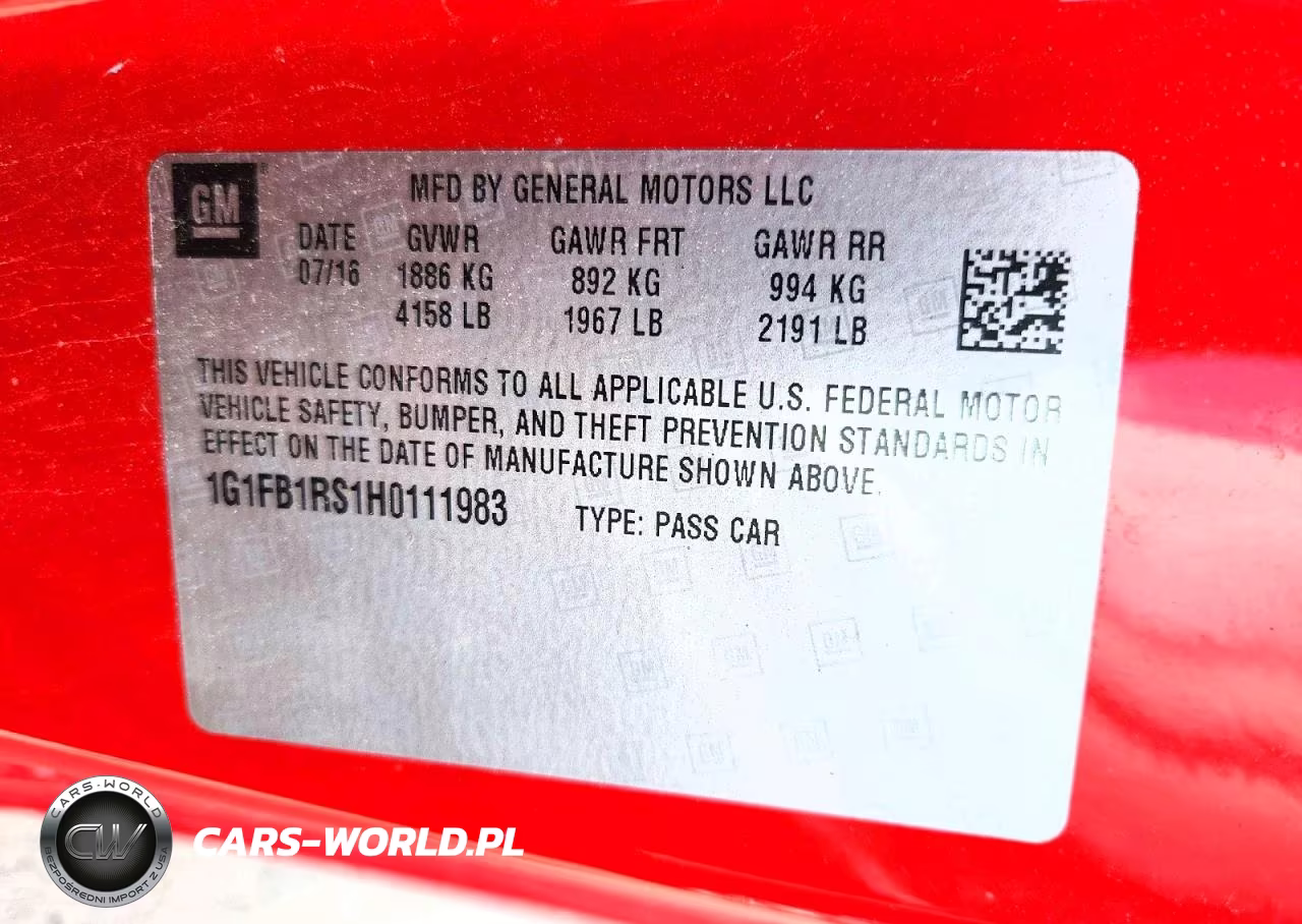 2017 Chevrolet Camaro Lt VIN:1G1FB1RS1H0111983 - 12