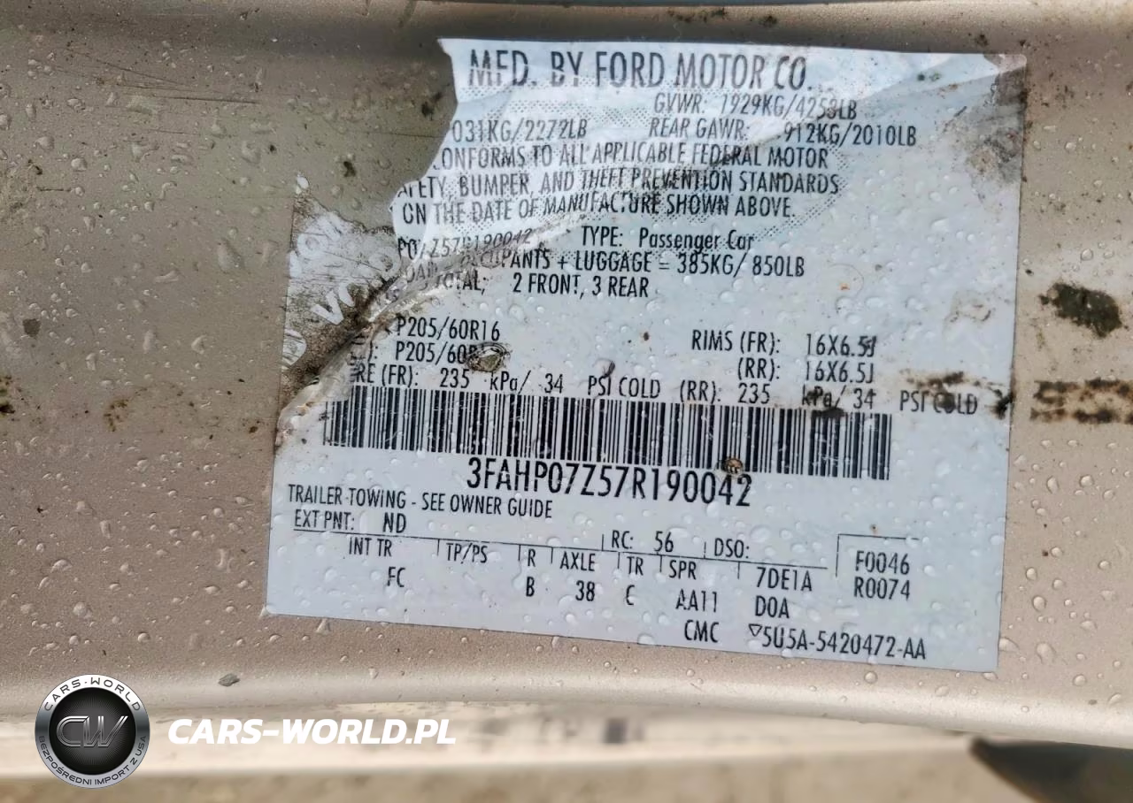 2007 Ford Fusion Se VIN:3FAHP07Z57R190042 - 13