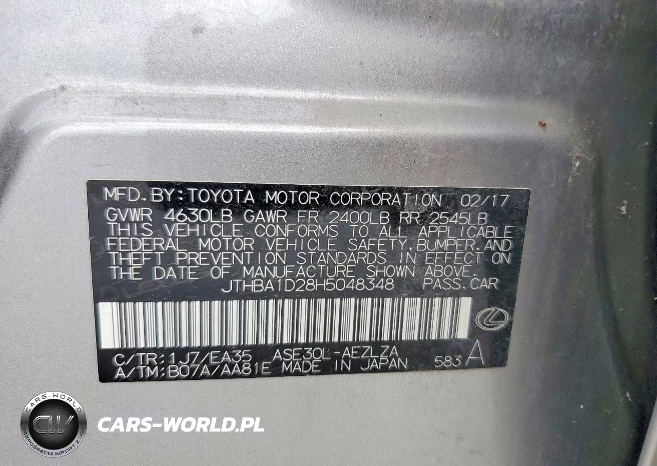 2017 Lexus Is250 VIN:JTHBA1D28H5048348 - 12