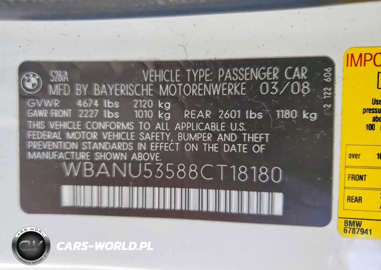 2008 BMW 528 I VIN:WBANU53588CT18180 - 12