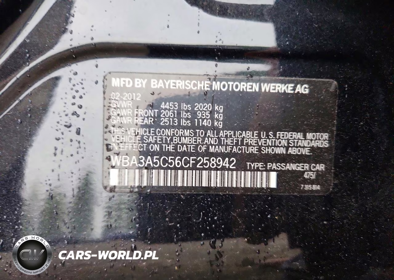 2012 BMW 328 I VIN:WBA3A5C56CF258942 - 12