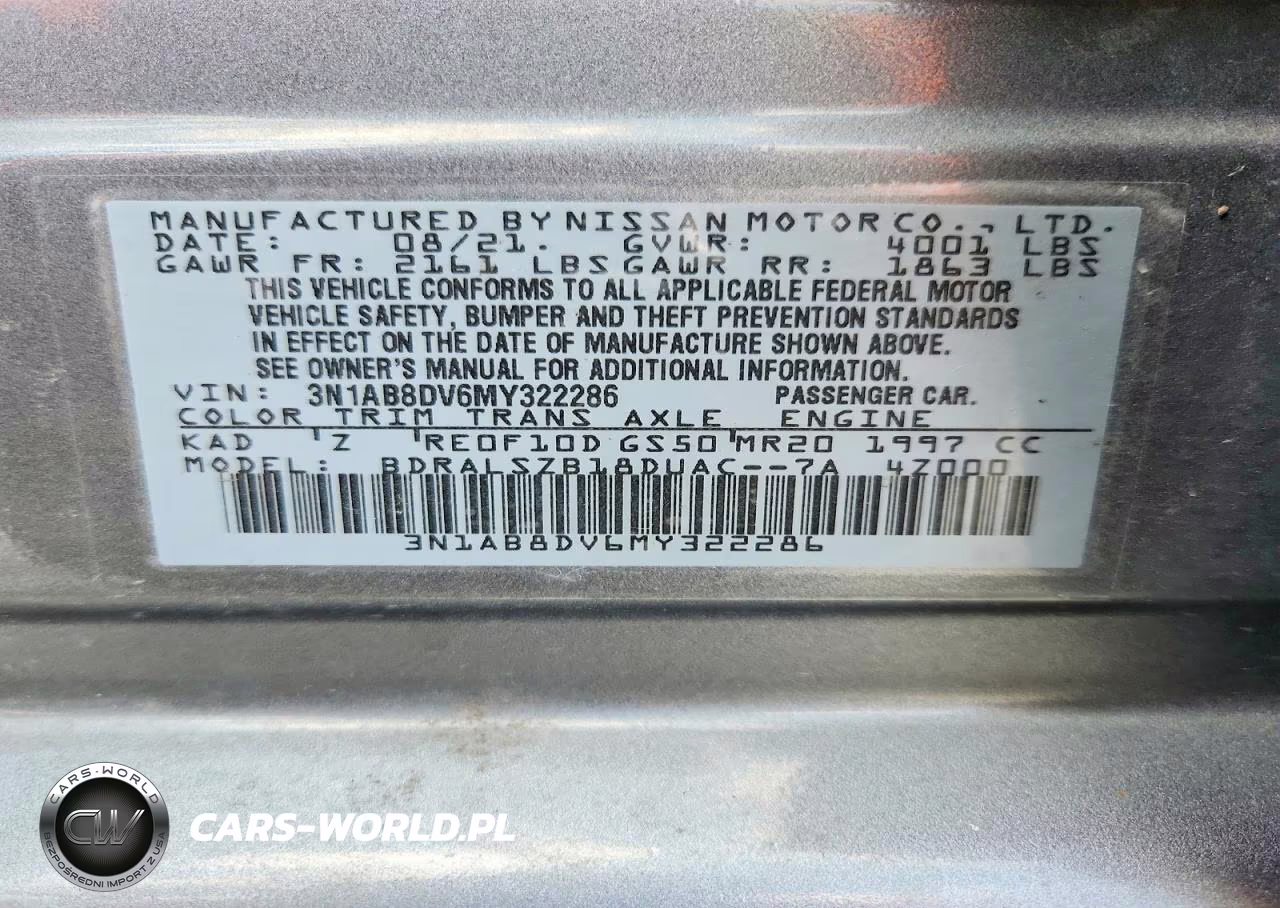 2021 Nissan Sentra Sr VIN:3N1AB8DV6MY322286 - 12