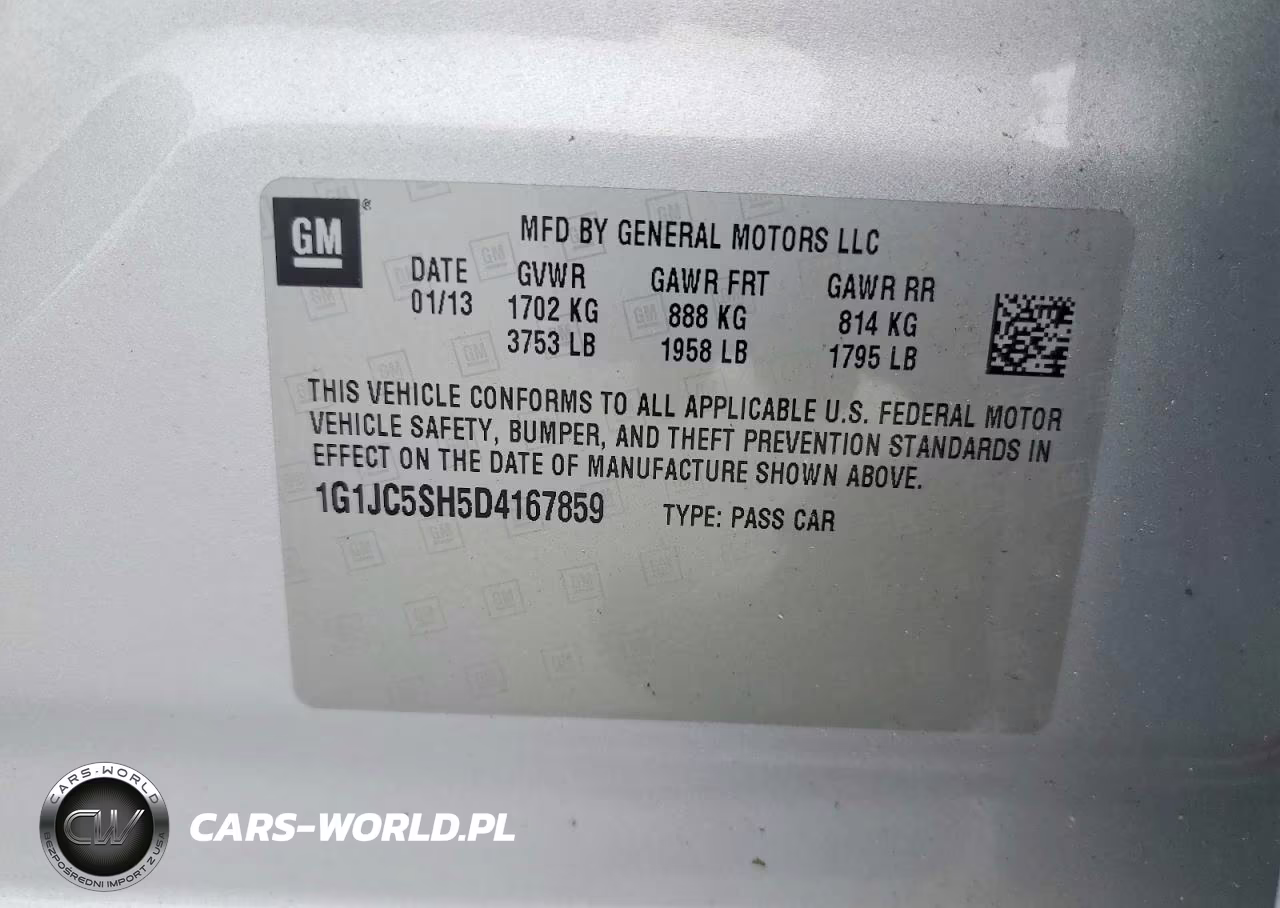 2013 Chevrolet Sonic Lt VIN:1G1JC5SH5D4167859 - 12